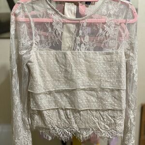 American Eagle Outfitters Lace Blouse in Cream